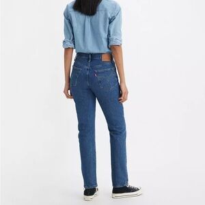 Levi's 501 vintage straight leg denim jeans dark wash high waist pants